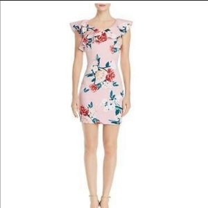 Guess Farrah floral pink ruffle dress small s